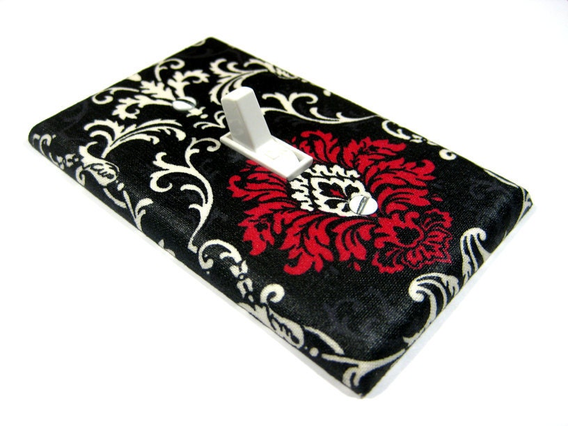 Pink Black and White Damask Light Switch Cover Rockabilly Home Decor Modern Chic 544
