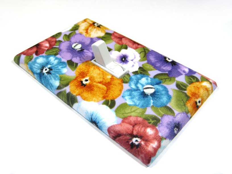 Pansy Flowers Light Switch Cover Spring Floral Decor Pink Purple Shabby Chic Home Lightswitch 52