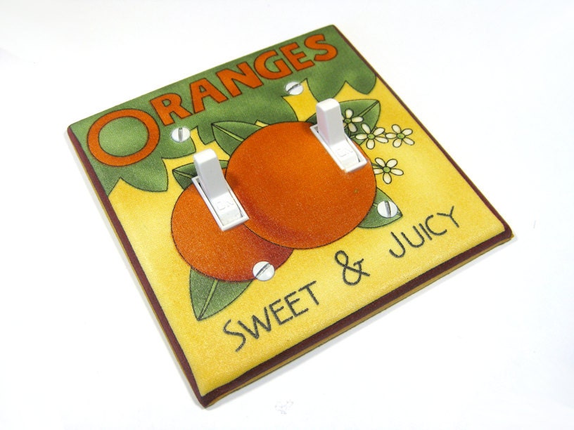 Citrus Oranges Double Light Switch Cover Country Kitchen Decor Crate Label Rustic Primitive Decoration Switchplate Switch Plate D43