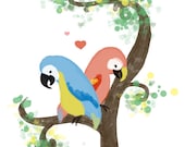 Parrots- Glossy Art Print 5x7 by Monica Bruenjes