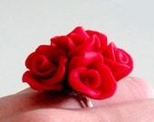 Red Rose Ring - Polymer Clay