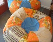 Beach Tropical Orange Blue and Stripe Bean bag chair
