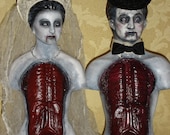 Living Dead Anatomy Display Mannequins "I Now Pronounce You Mr & Mrs Zombie" OOAK  Hand Painted Anatomy Mannequin Head Bust