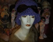 Womens Flapper Hat Cloche Crocheted Purple Poodle Bucket Style SPECIAL PRICE