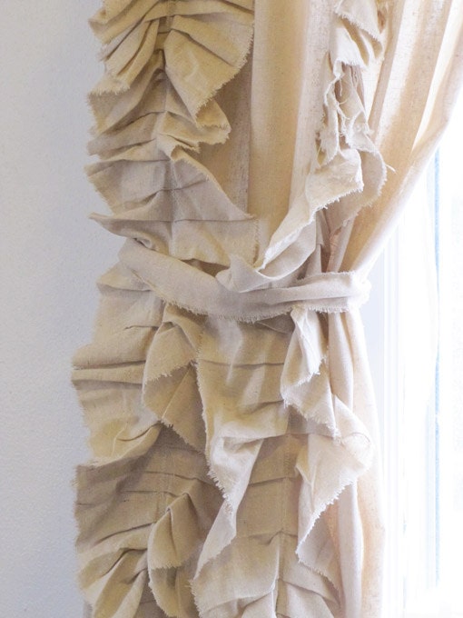 2 Panels Tattered Ruffles Curtains 43 x 84