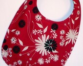 Reversible Lined Bib....Rocker Baby Red White and Black Designer Fabric Ready to Ship
