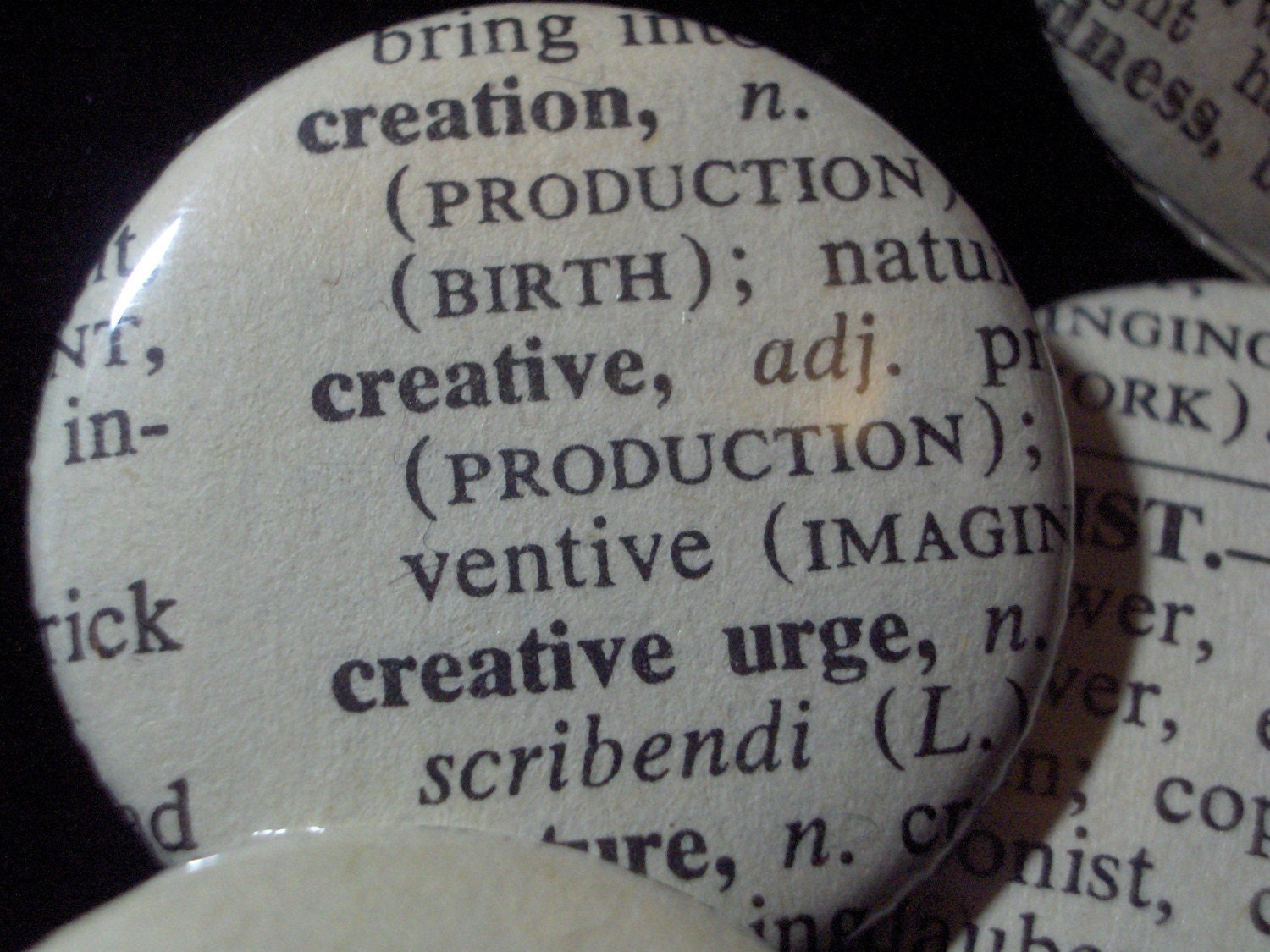Vintage Dictionary Custom Button - You Pick the Word From the List