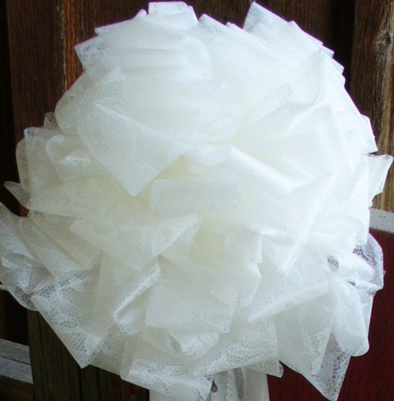 Soft white lace looking bow Made to order