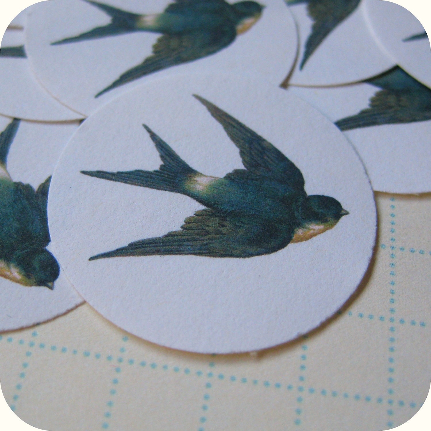 12 Round Vintage Barn Swallow Stickers