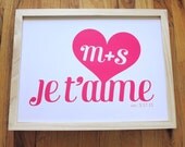 Je t'aime Wedding Print modern wall art poster custom - 11x14