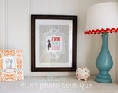 Silhouette Name Print Vintage modern nursery wall art poster custom - 8x10