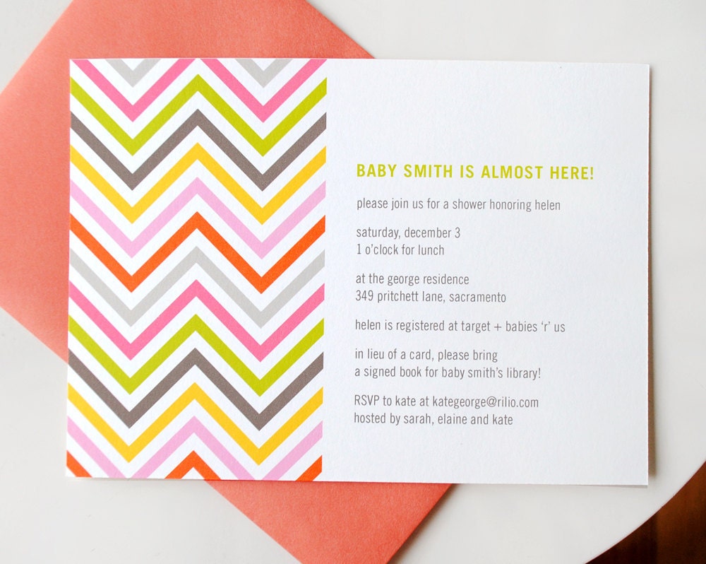 Chevron Design Birthday Party or Shower Invitations - DIGITAL FILE