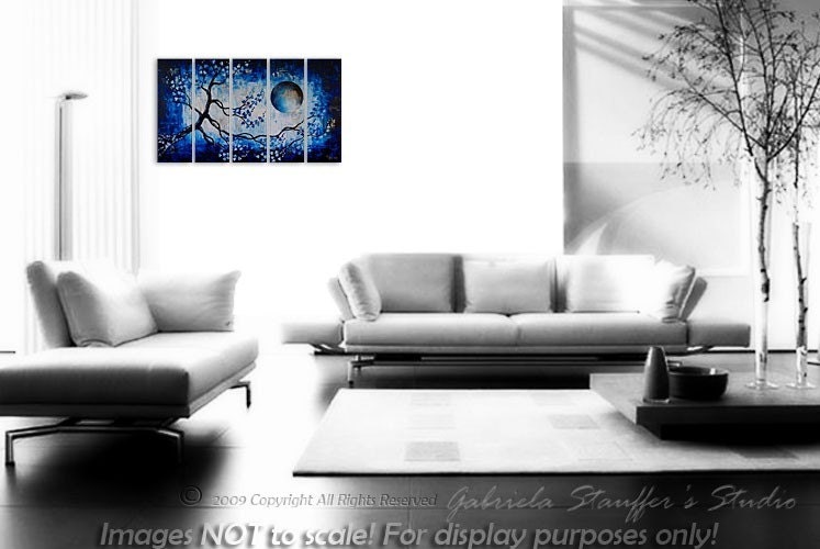 CUSTOM PAINTING Abstract Modern Landscape Tree Asian Art by Gabriela 50x30 Large