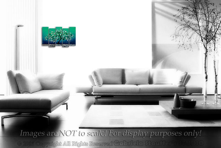 CUSTOM PAINTING Abstract Modern Landscape Tree Asian Art by Gabriela 50x30 Metallic Large