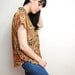 vintage 1980s / abstract print / silk / blouse / over size / neutral / short sleeves