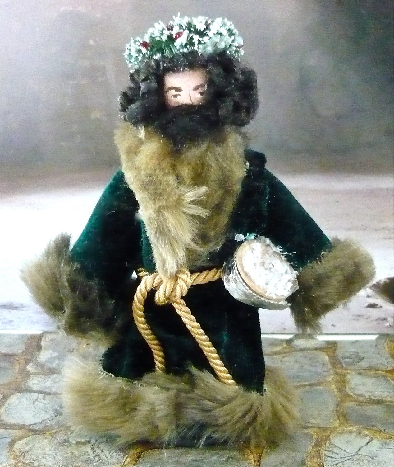 Charles Dickens Ghost of Christmas Present Victorian Art Doll Miniature