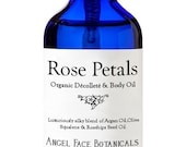 Rose Petals - Scented Luxury Decollete Oil with Pomegranate and Moroccan Argan  - All Natural and Organic 1 oz