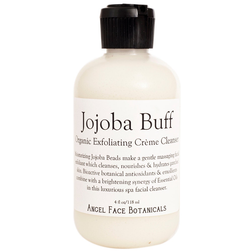 Jojoba Buff - Organic Exfoliating Crème Facial Cleanser - Gentle, Nourishing, Moisturizing - Organic and Vegan - 4 oz