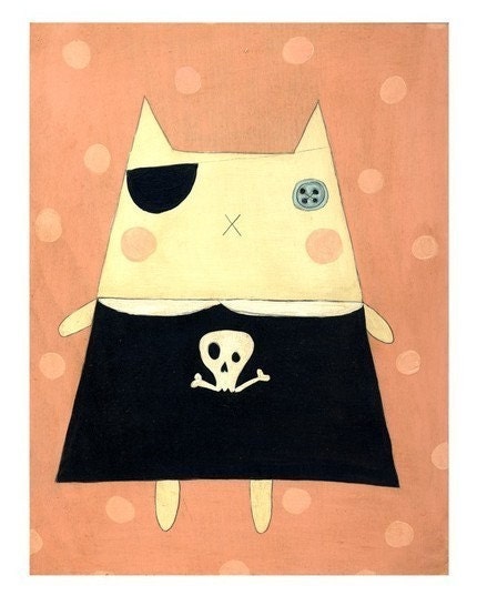 Childrens Art Print (Kitty Fifine Pirate)