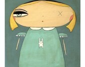 Folk Art Print  (Curiouser) Alice In Wonderland