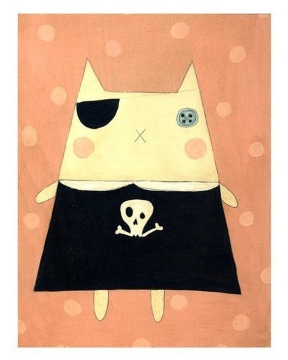 Childrens Art Print (Kitty Fifine Pirate)