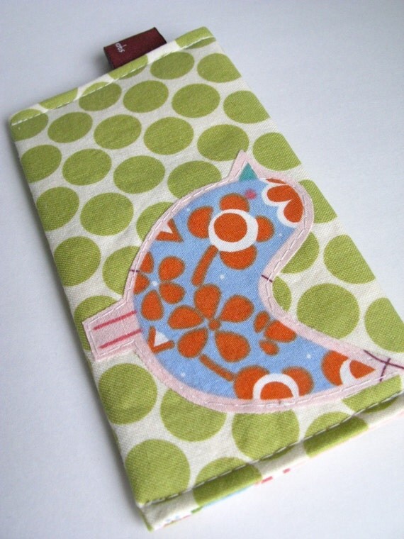 Snap Card Case - Lime Dots and Starling Bird
