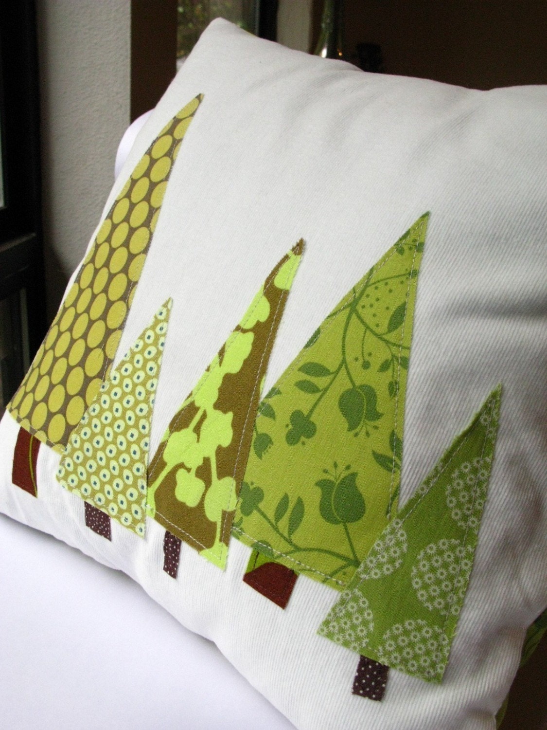 Pillow Cover- Forest in Moss Green and Olive 14 inch (Featured in Better Homes and Gardens)