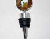Alt Art Blk and Wht Greyhound Dog Wine Bottle Stopper Whippet