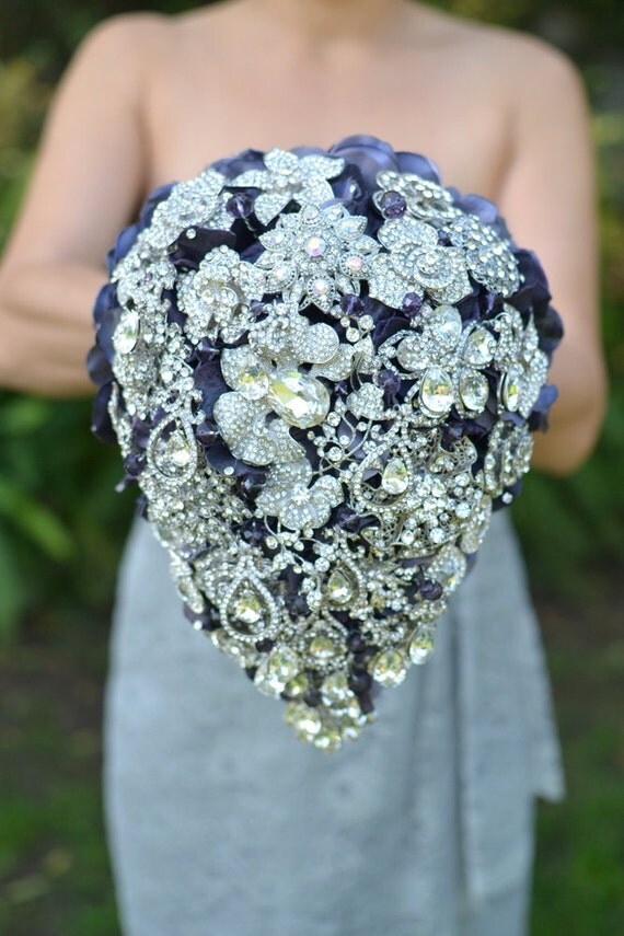 Cascading teardrop brooch bouquet -- deposit on a made-to-order bridal bouquet