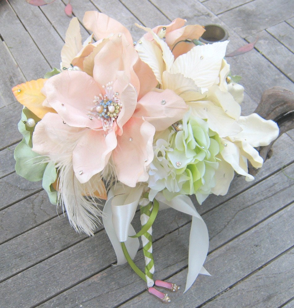 Jeweled brooch bridal bouquet -- deposit on a made-to-order bridal bouquet