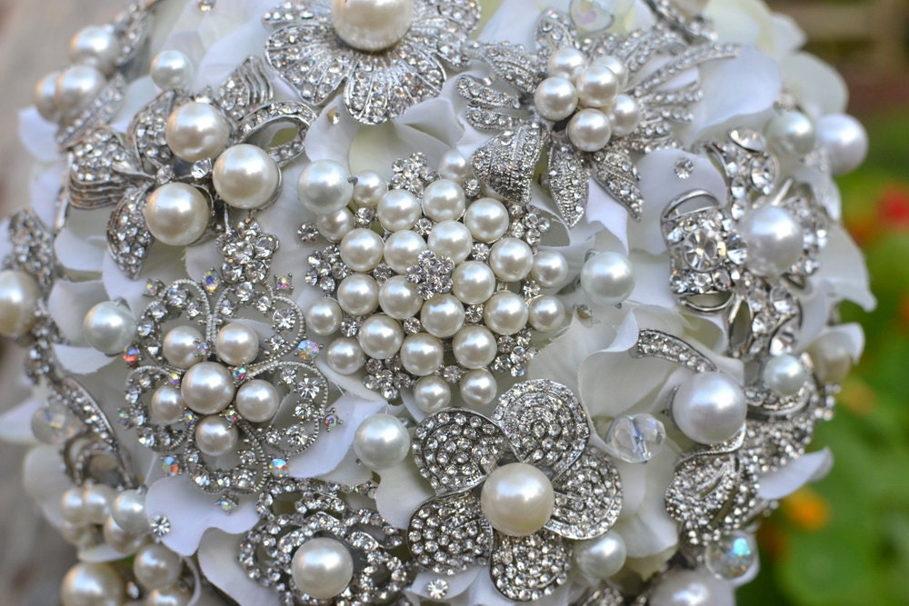 Deposit on a custom heirloom pearl posy -- made to order brooch wedding bouquet