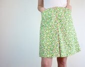 Floral Skirt - 1970s Cotton Skirt
