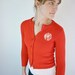 Petite Monogram Sweater / Cherry Red Cardigan
