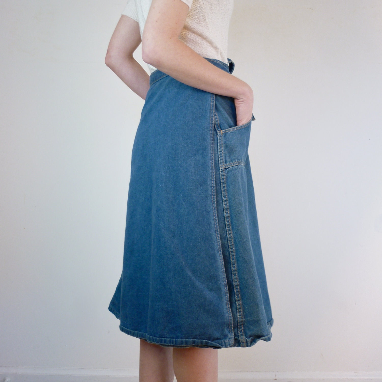 Denim Wrap Skirt / Jean Wrap Around Skirt