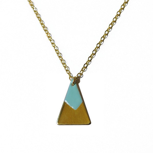 Mint triangle necklace - triangle jewelry - peak mountain