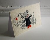 I love my bike  -  textile collage art   -  custom order