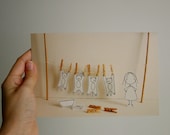 Washing Cats - Greeting Card - Paper diorama