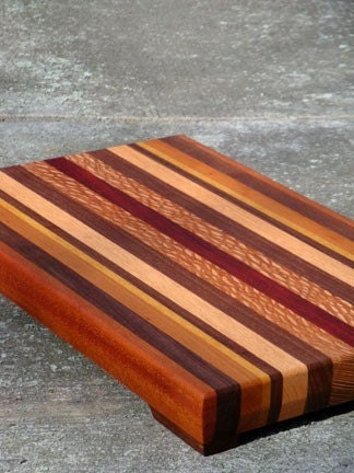 Handmade Large Wood Cutting Board - The Retro - Black Walnut & Lacewood