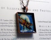 Dragonfly moon Art Pendant -  Resin - Antique Copper - AlisaPaints
