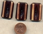 3 Chocolate Brown  Bars  -  Vintage Celluloid Buttons