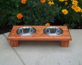 Elevated Cat Bowl Feeder 3" Tall with 1-Pint Bowls (Stained - Traditional Cherry)