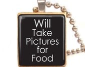 PHOTOGRAPHER Pendant, photographer gift   Will take pictures for food charm with ball chain necklace included