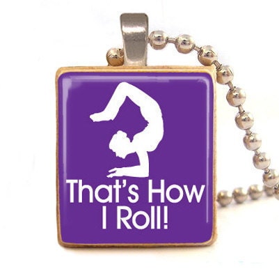 YOGA Scrabble tile pendant thats how i roll , yoga jewelry with ball chain necklace included