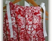 Girls Pillowcase Dress Red Geometrical Flowers With White Ribbons Sz 6mo 9mo 12mo 18mo 2T 3T 4T 5T Sz 6, 7, 8 Three Dollars More