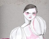 Pink Girl print of original drawing