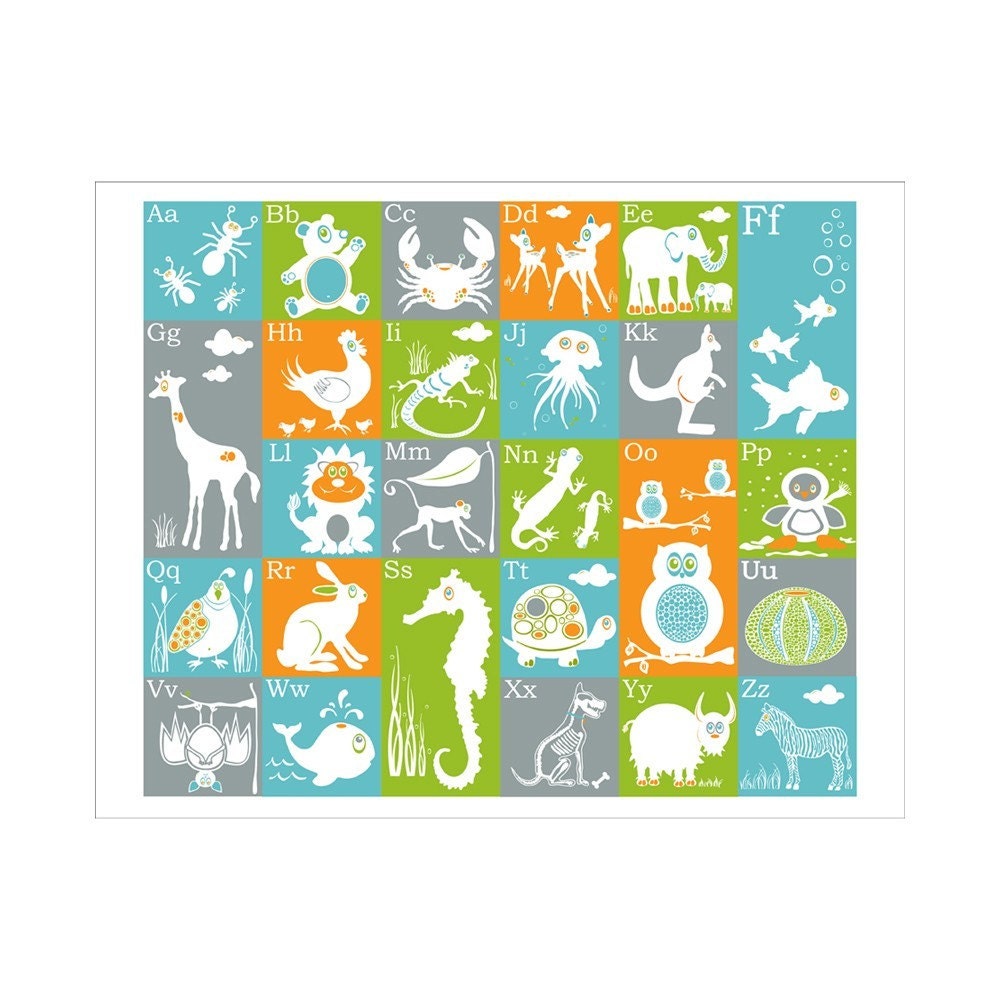 A-Z Zoo 11x14 inch Print by Finny and Zook