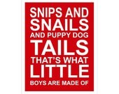Children's Wall Art / Nursery Decor  Snips and Snails and Puppydog Tails 11x14 inch print by Finny and Zook