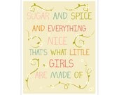 Children's Wall Art / Nursery Decor  Sugar and Spice and Everything Nice... 11x14 inch print by Finny and Zook