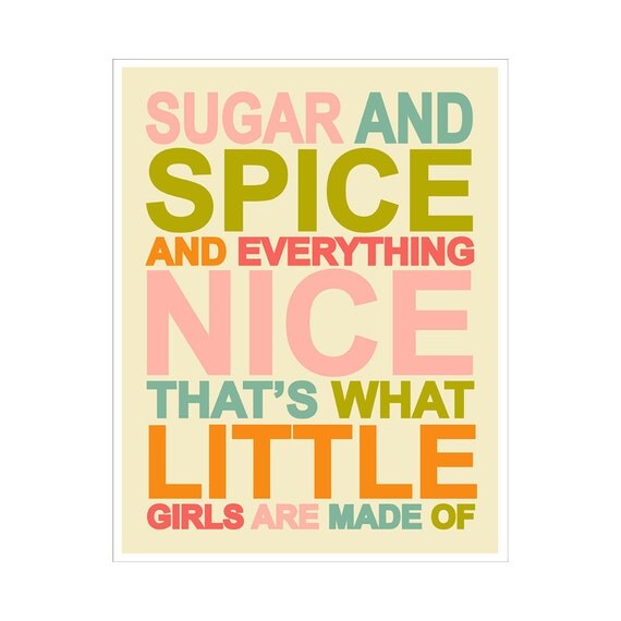 Children's Wall Art / Nursery Decor Sugar and Spice and Everything Nice... 8x10 inch print by Finny and Zook