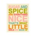 Children's Wall Art / Nursery Decor  Sugar and Spice and Everything Nice... 8x10 inch print by Finny and Zook
